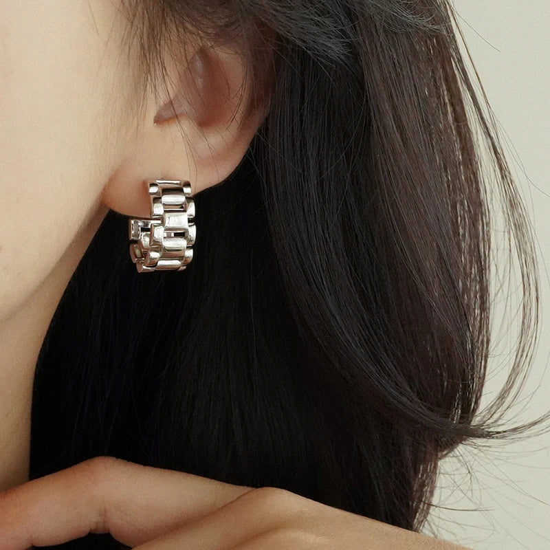 Dainty Watch Chain Earrings for Women Silver Color/Gold Color