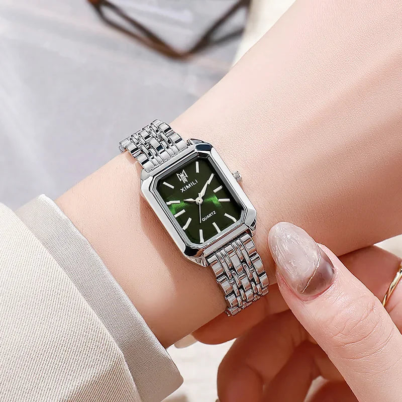 Women's Square Quartz Stainless Steel Strap Watch