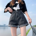 Women's Denim Shorts With Waist Pocket Design