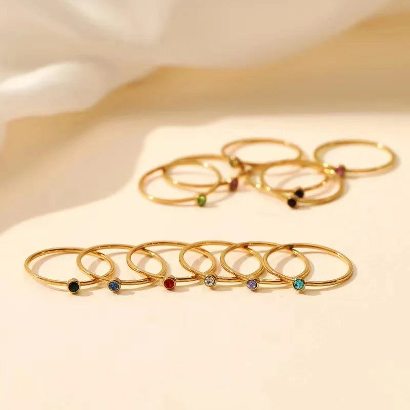 Stainless Steel Birthstone Rings for Women