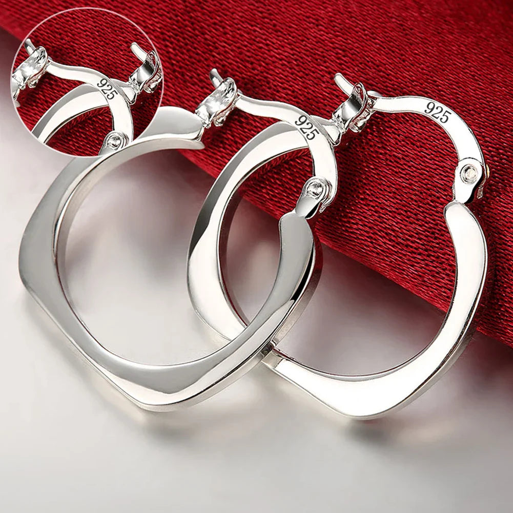 Sterling Silver Earrings Simple Round Circle Hoop Earrings for Woman