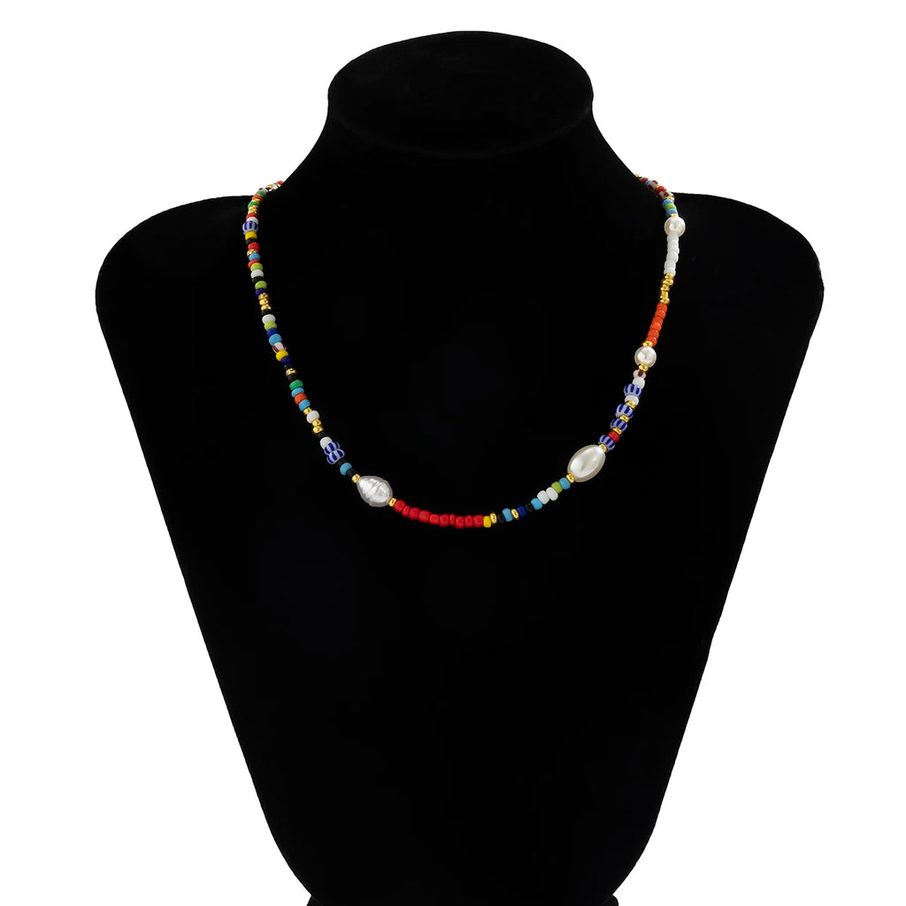 Fashion Colorful Seed Beads Chain Choker Necklace