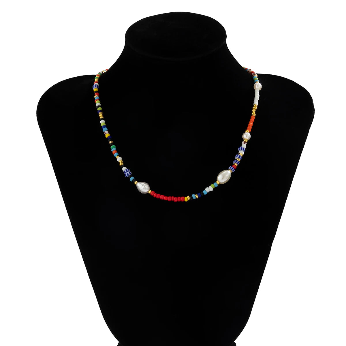 Fashion Colorful Seed Beads Chain Choker Necklace
