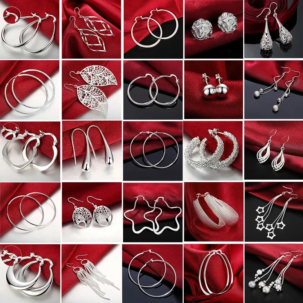 925 Sterling Silver Earrings Simple Round Circle Hoop Earrings for Woman