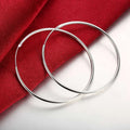 925 Sterling Silver Earrings Simple Round Circle Hoop Earrings for Woman