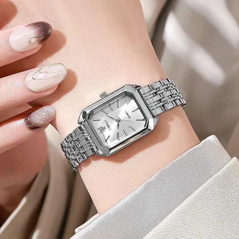 Women's Square Quartz Stainless Steel Strap Watch
