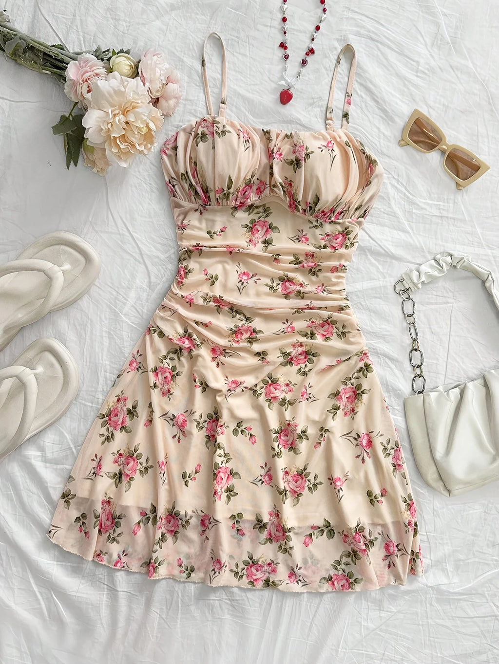 Women's Floral Print Strapless Dress
