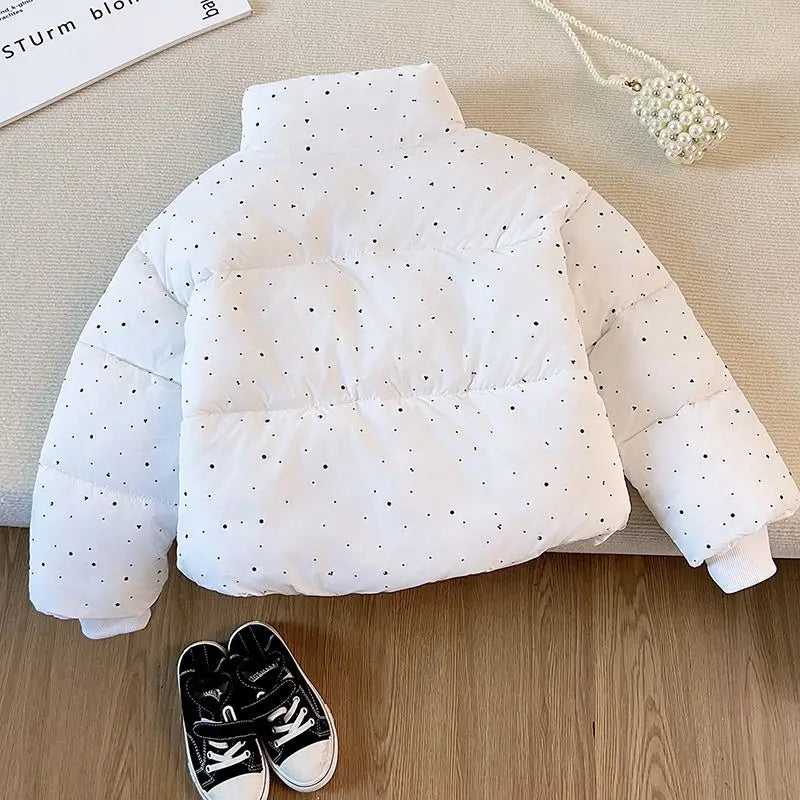 Girls Rhinestone Puffer Jacket Star-Studded Fashion Coat Glitter Zip-Up Quilted Down Jacket
