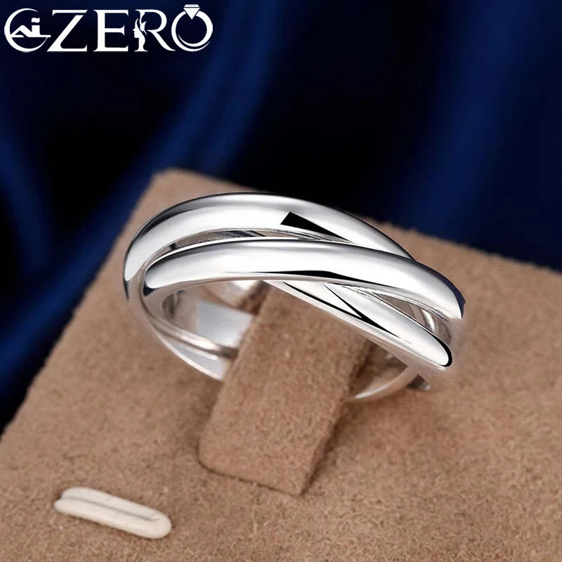 925 Sterling Silver Three Round Woman Rings