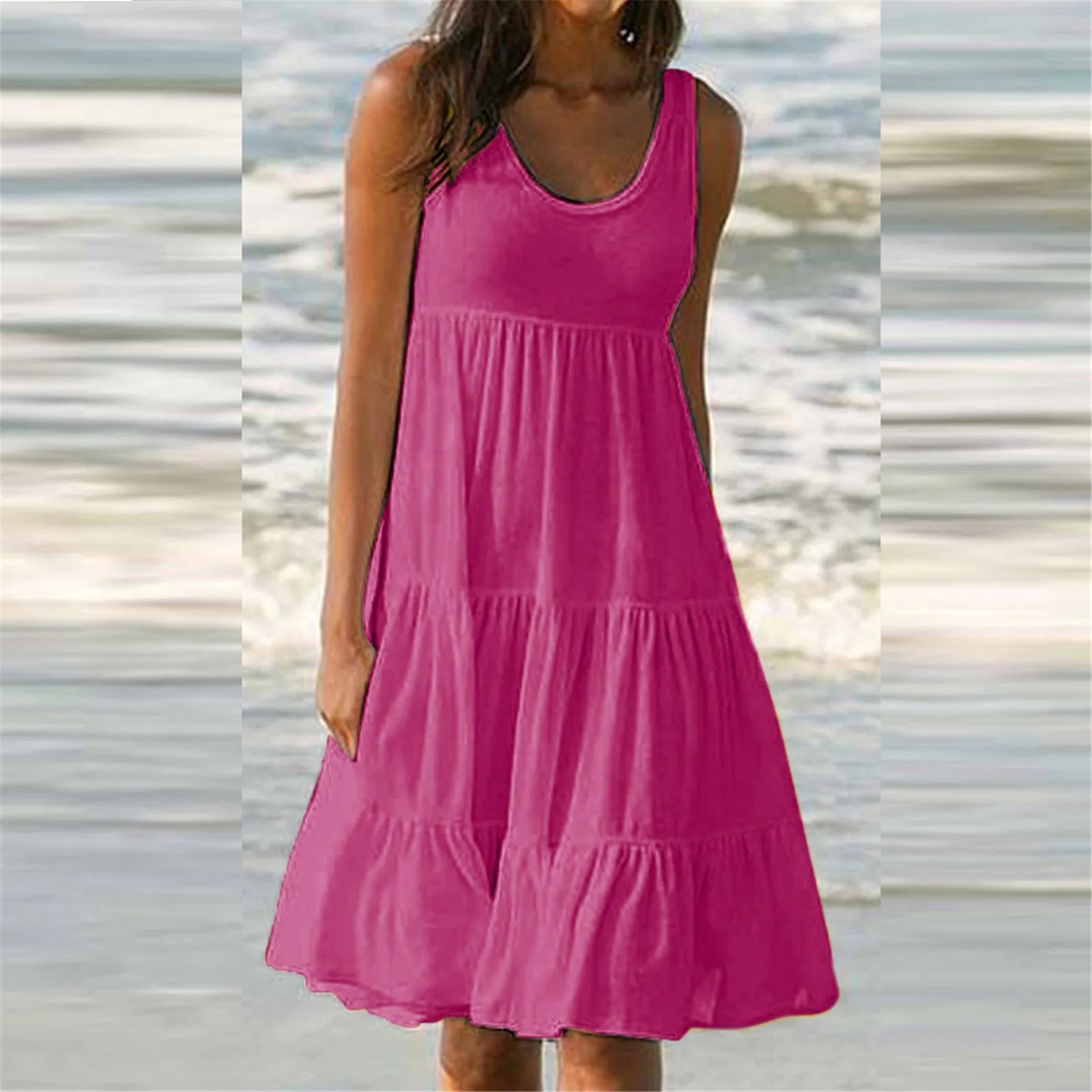 Women's Summer Pleated Midi Dress