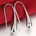 925 Sterling Silver Water Drop Hoop Earrings
