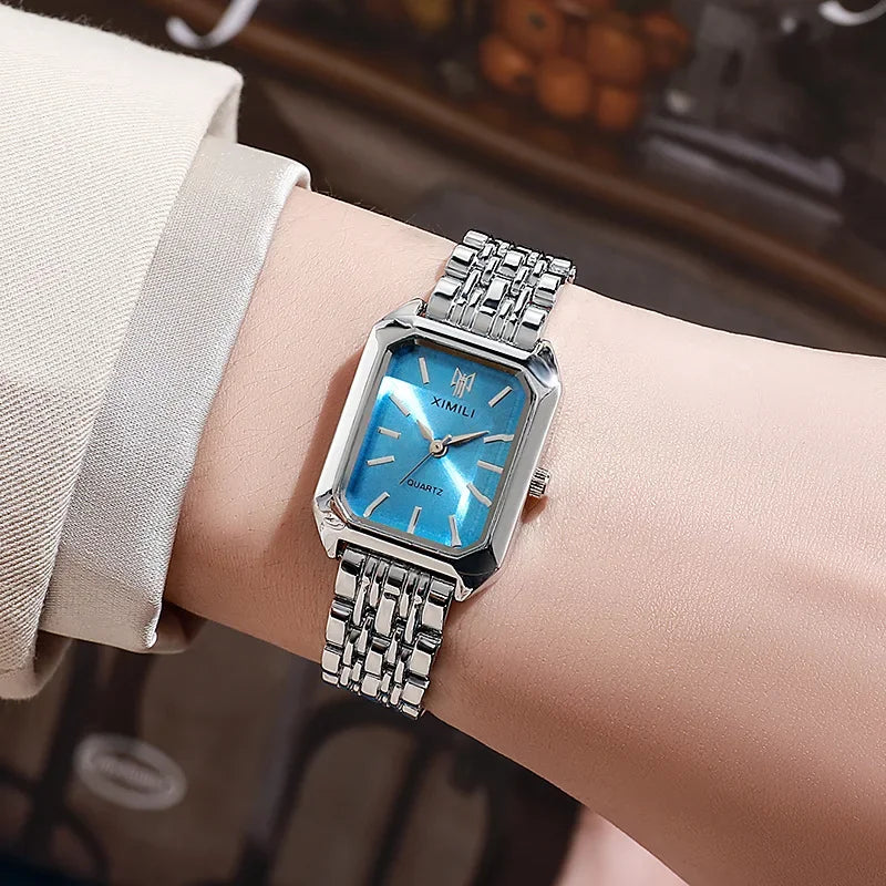 Women's Square Quartz Stainless Steel Strap Watch