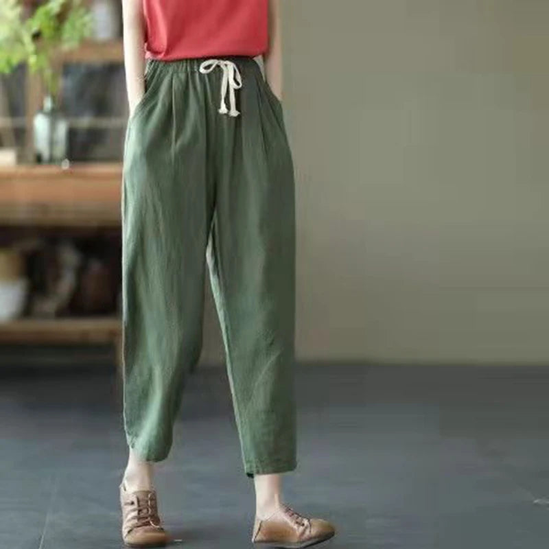Casual Cotton and Linen Pants for Womem