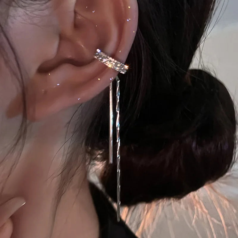 Women's Crystal Tassel Non-Piercing Cuff Earring