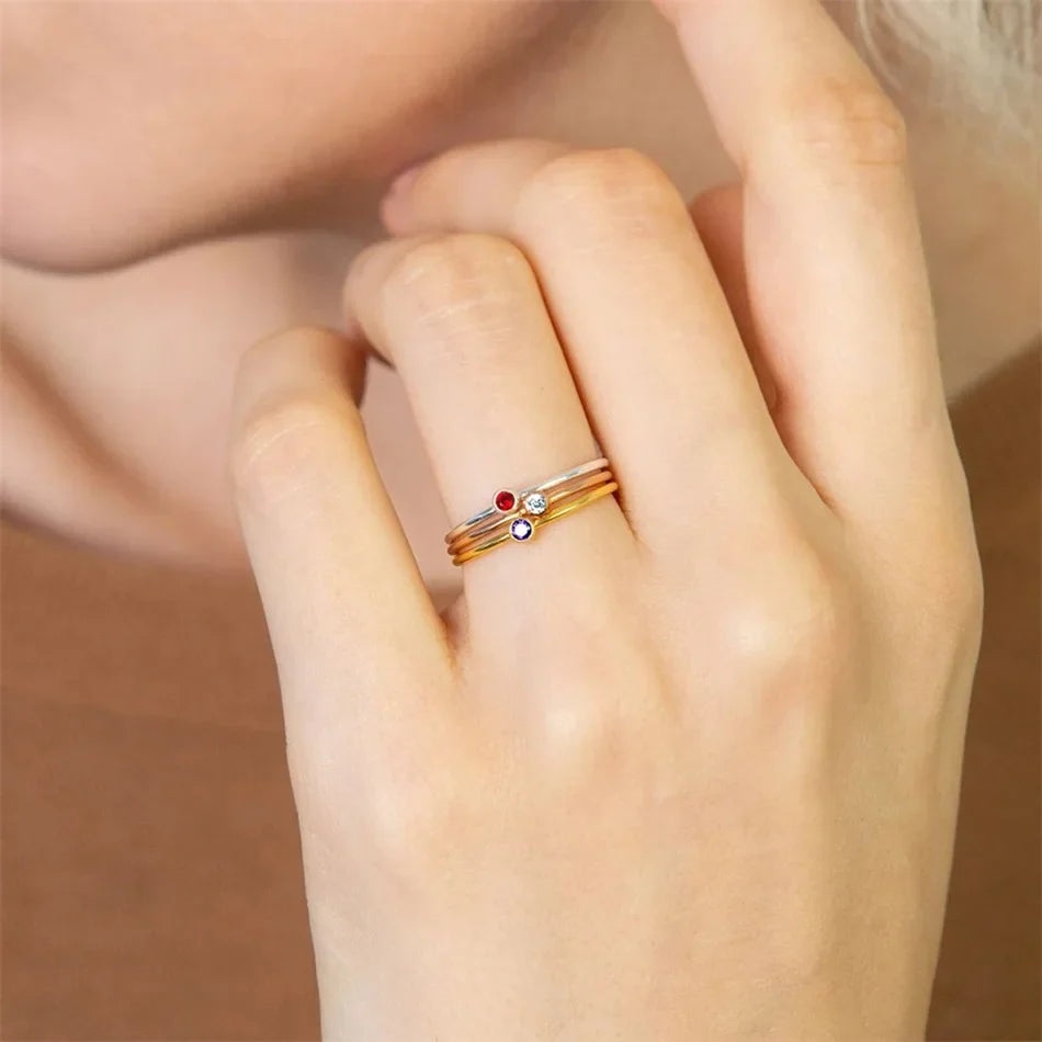Stainless Steel Birthstone Rings for Women