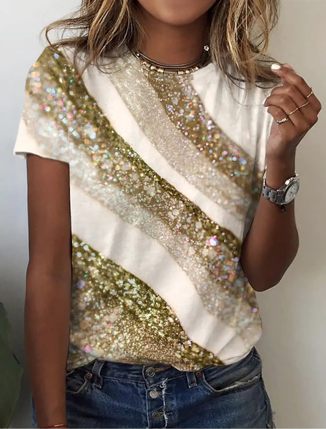 Women's 3d Print Floral Graphics Tee