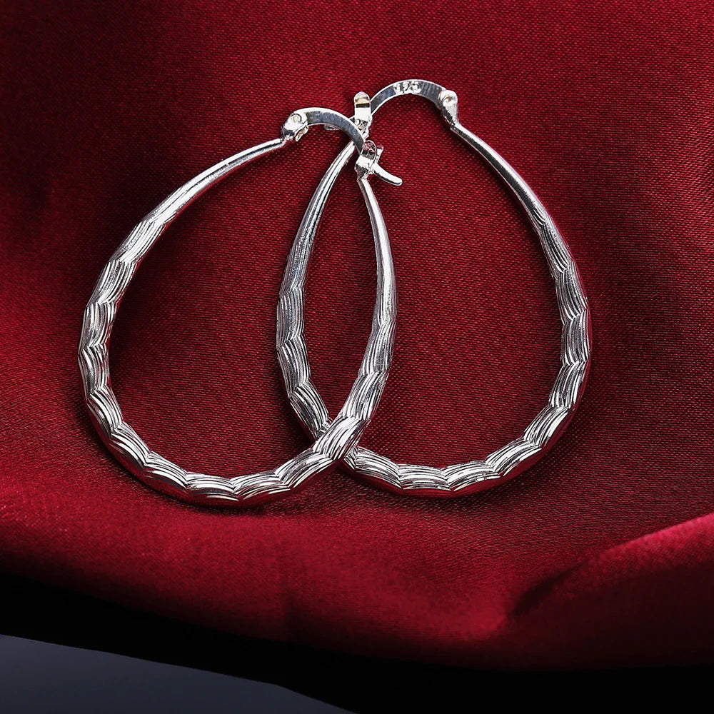Sterling Silver Earrings Simple Round Circle Hoop Earrings for Woman