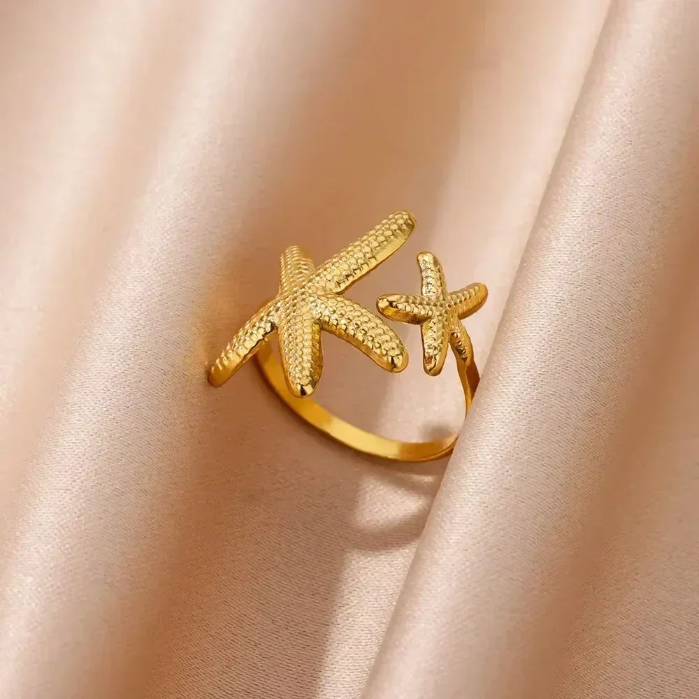 Stainless Steel Flower Open Rings For Women