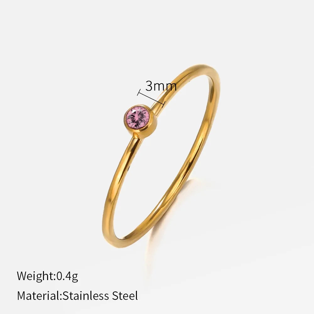 Stainless Steel Birthstone Rings for Women