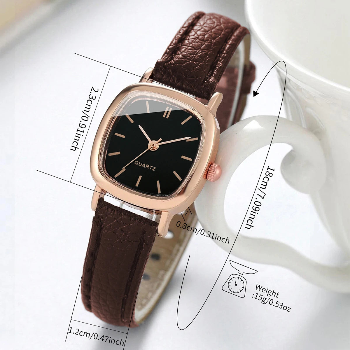 Women's Small Dial Quartz Watch Leather Band