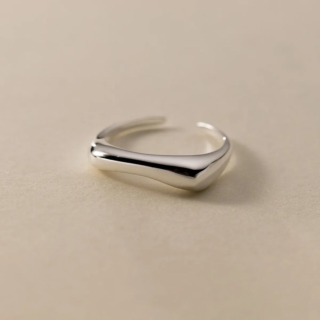 925 Sterling Silver Geometry Arc-Shaped Open Rings For Women