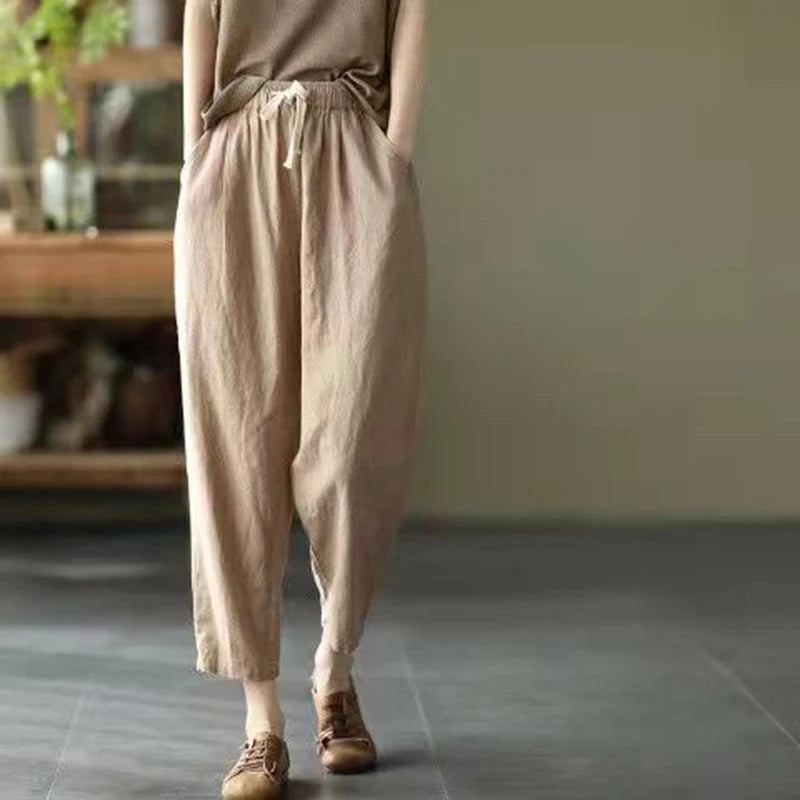 Casual Cotton and Linen Pants for Womem