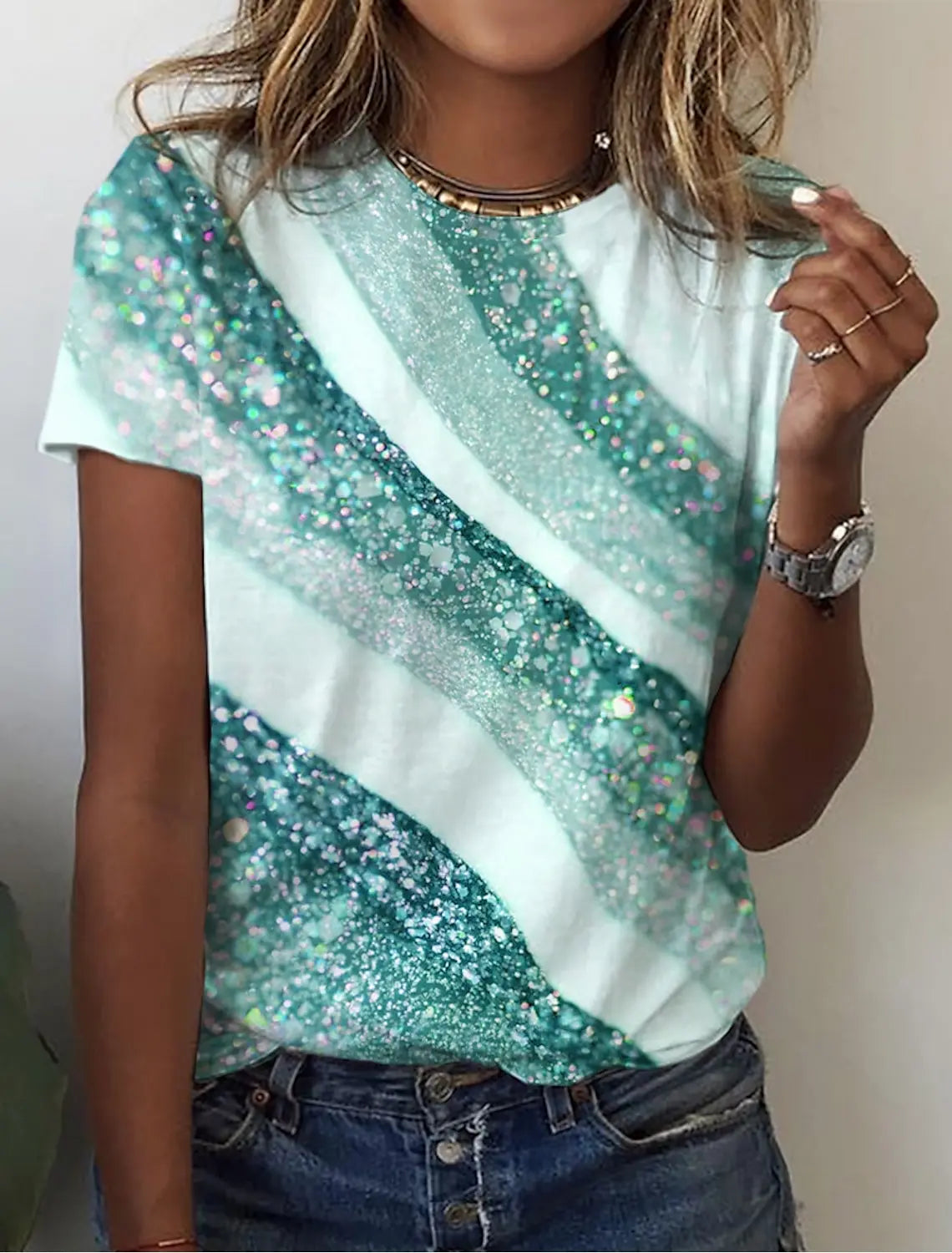 Women's 3d Print Floral Graphics Tee