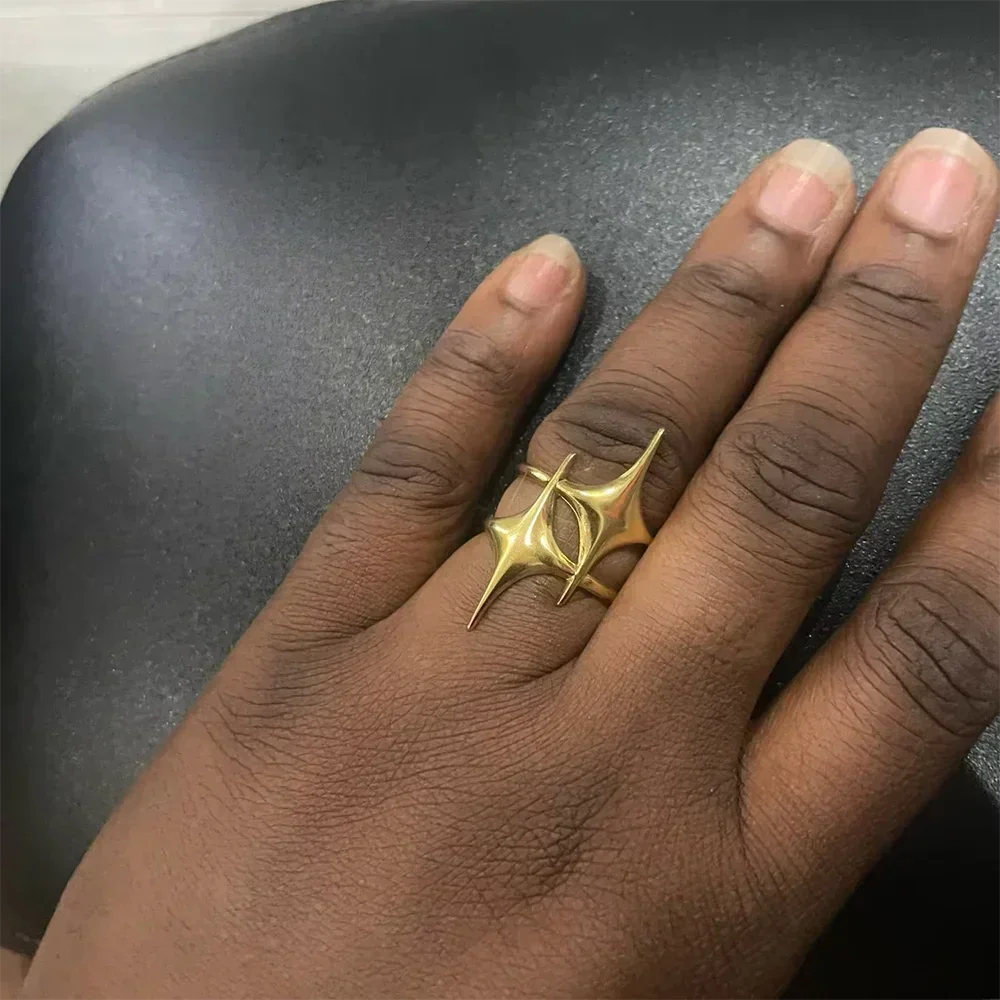 Stainless Steel Flower Open Rings For Women