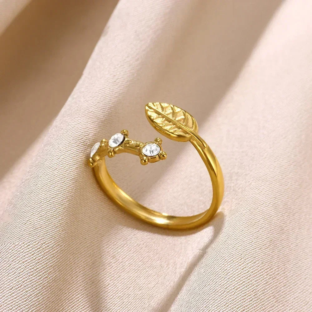 Stainless Steel Flower Open Rings For Women