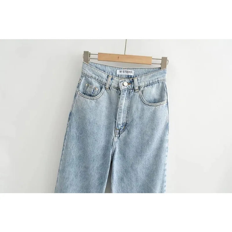 Women's High Waist  Relaxed Straight Leg Raw Hem