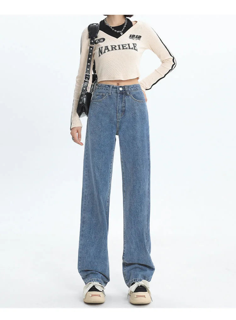 Women's High Waist Retro Wide Leg  Jeans