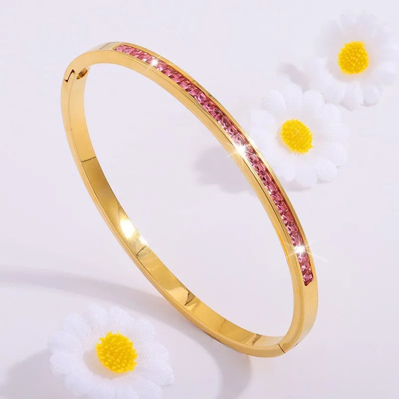 Five pc Sparkling Zirconia Stainless Steel Bracelet Set