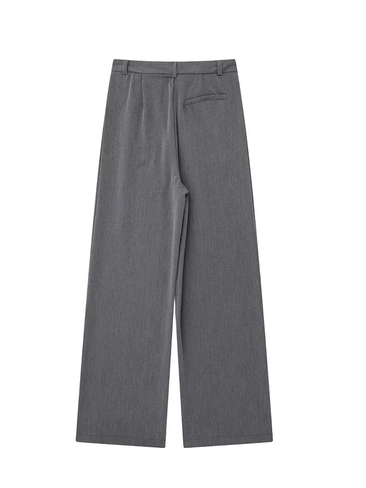 Women's Front Zipper High Waist Full Length Trousers