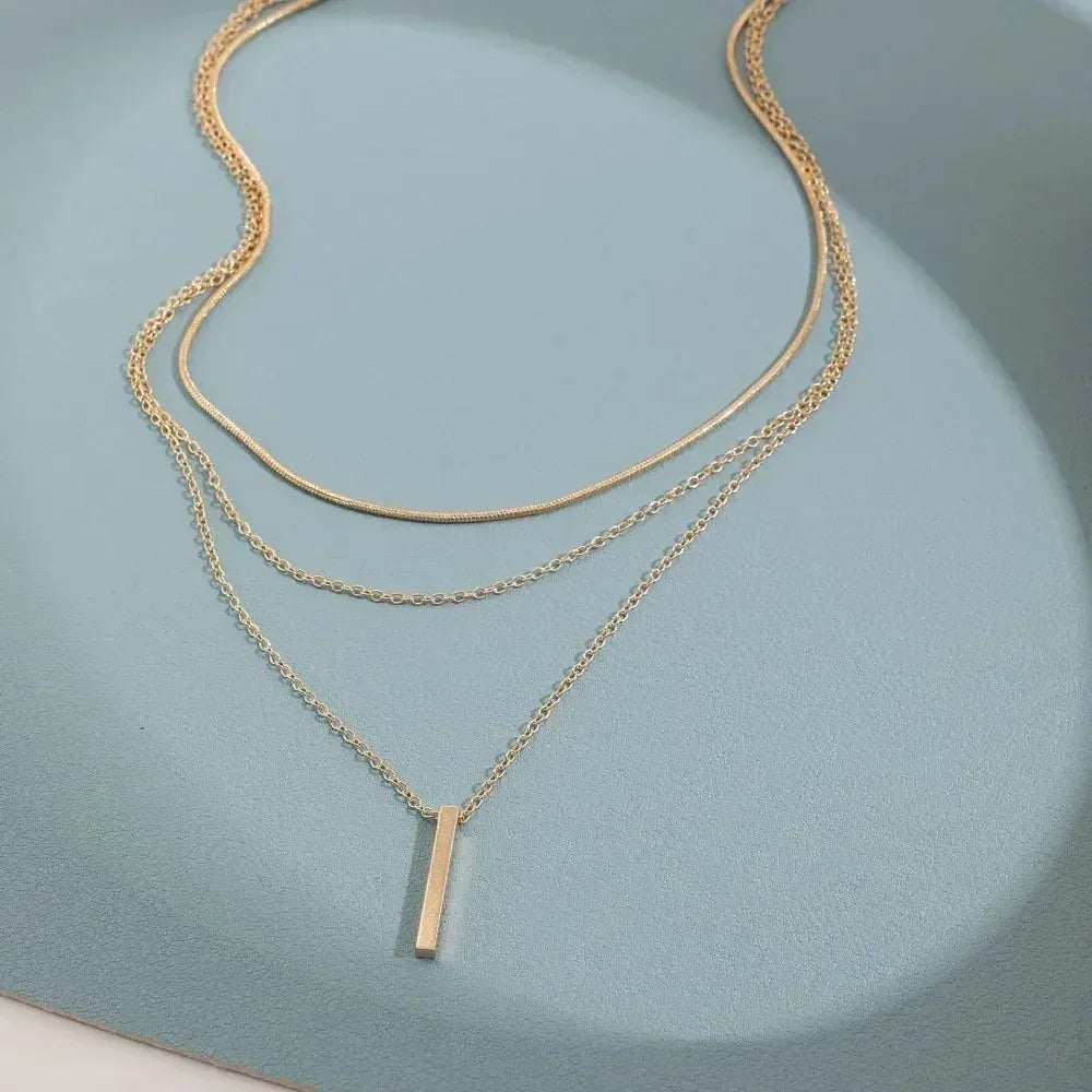3pcs Gold Charm Necklace for Women Star Pearl Cross Pendant Necklaces