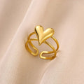 Stainless Steel Flower Open Rings For Women