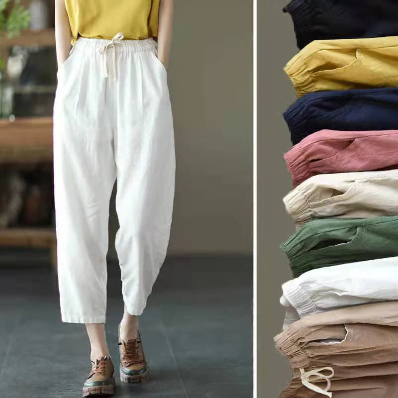 Casual Cotton and Linen Pants for Womem
