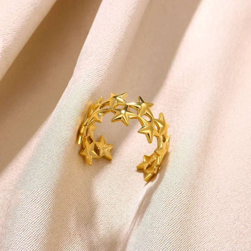 Stainless Steel Flower Open Rings For Women