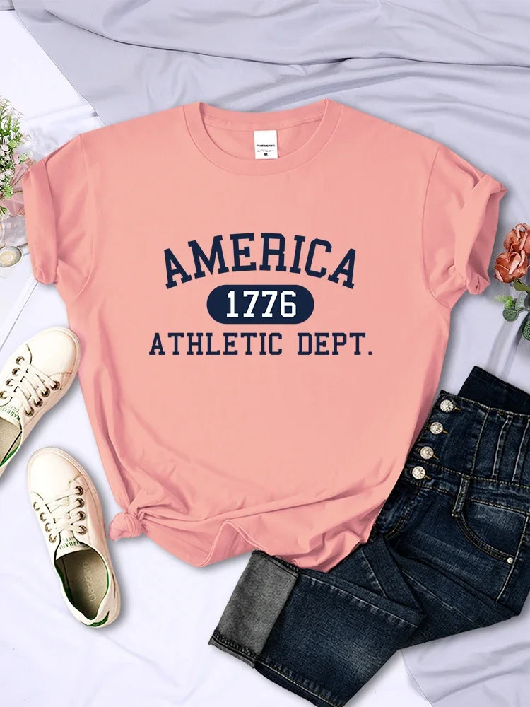 America 1776 Athletic Dept Letter T-Shirt Womens