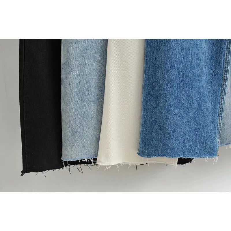 Women's High Waist  Relaxed Straight Leg Raw Hem