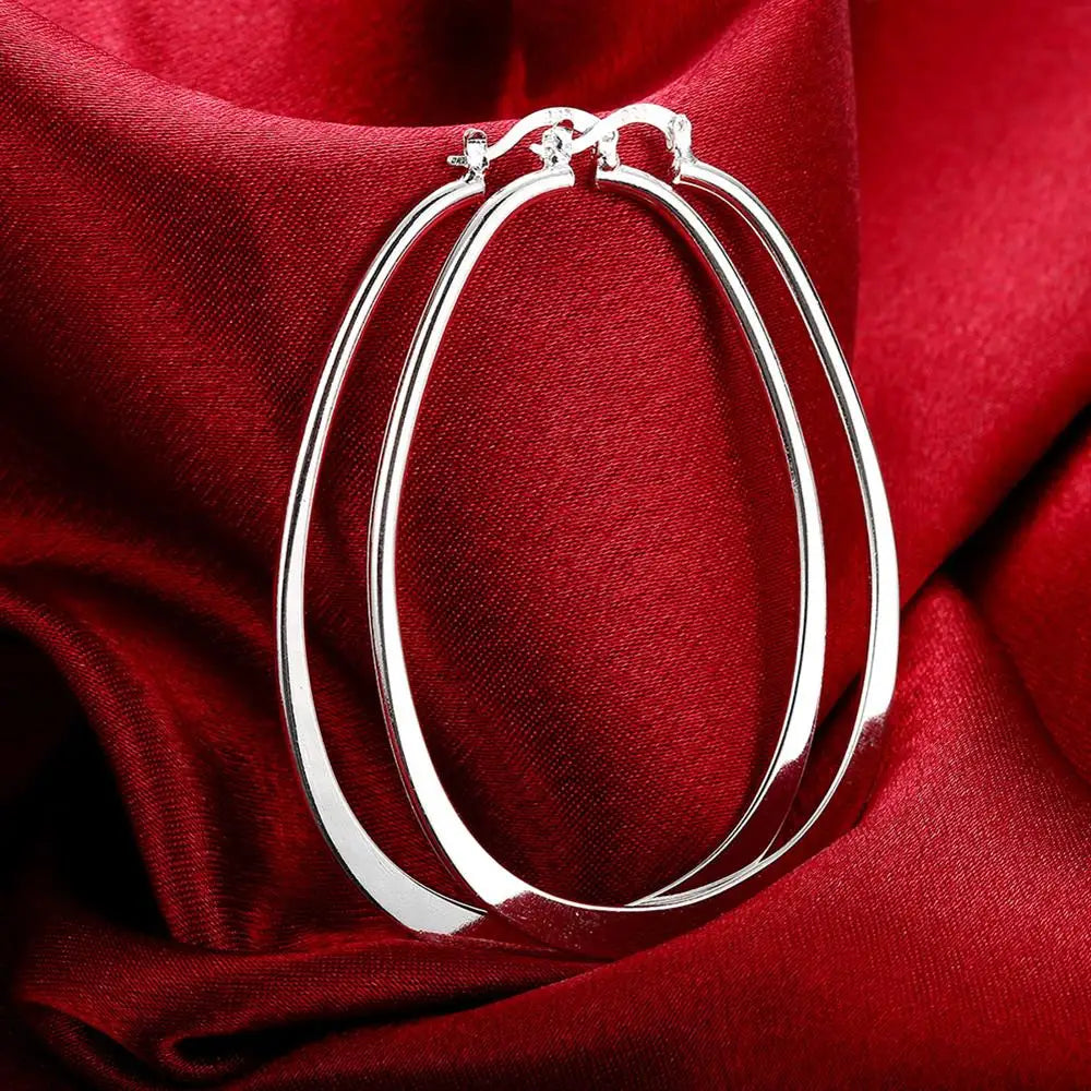 Sterling Silver Earrings Simple Round Circle Hoop Earrings for Woman