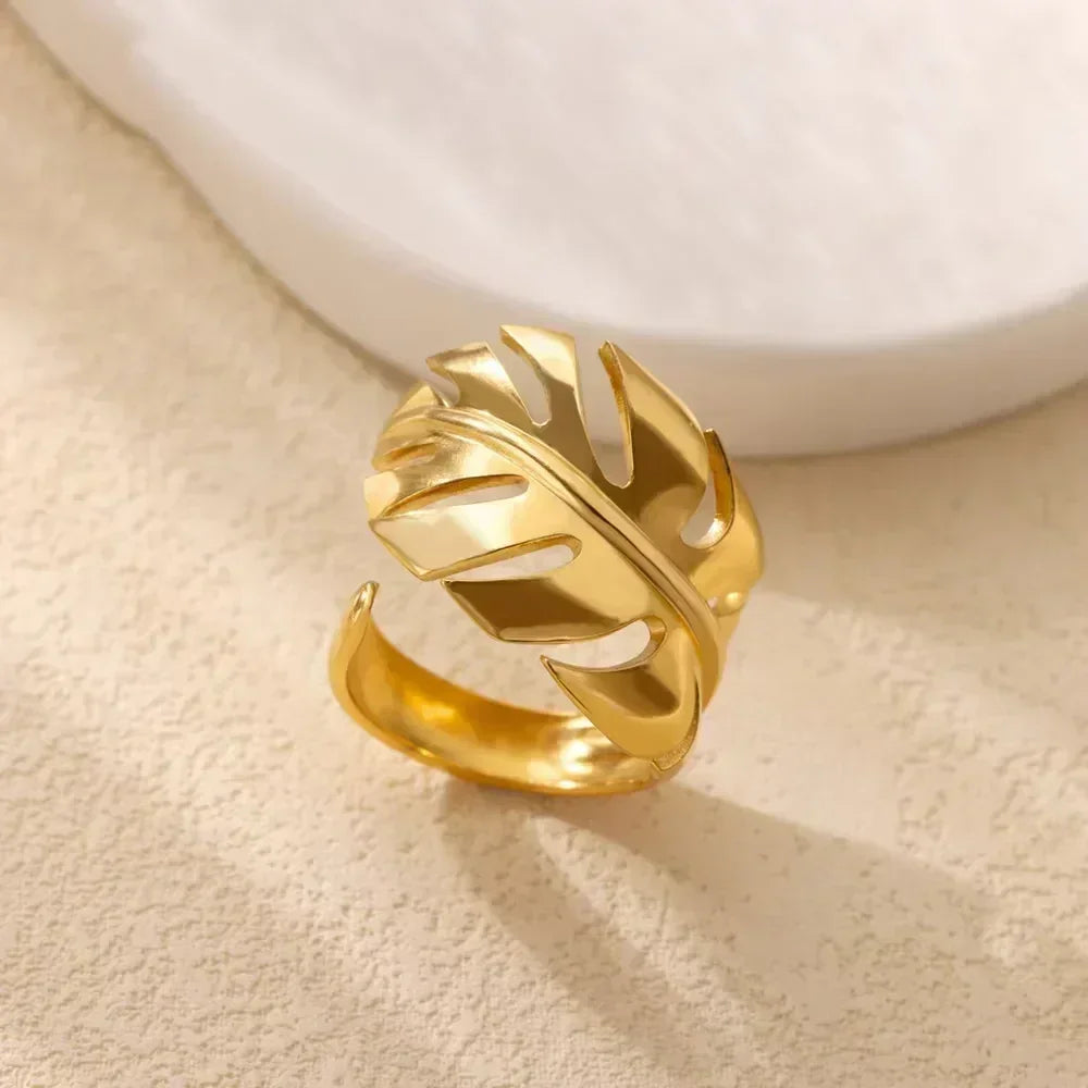 Stainless Steel Flower Open Rings For Women
