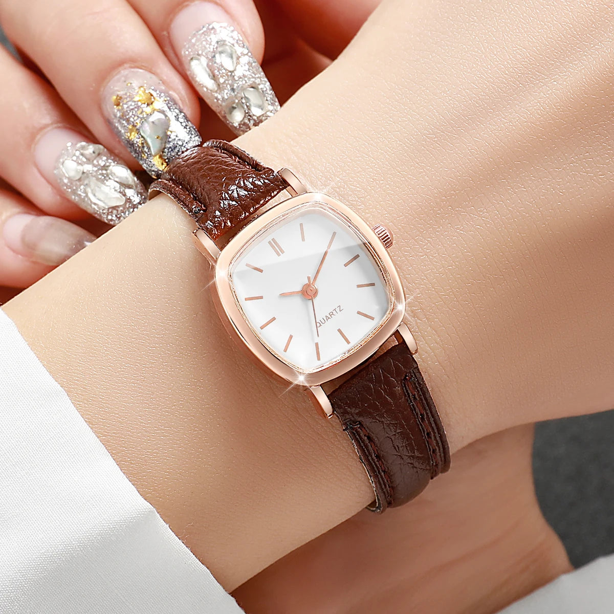 Women's Small Dial Quartz Watch Leather Band