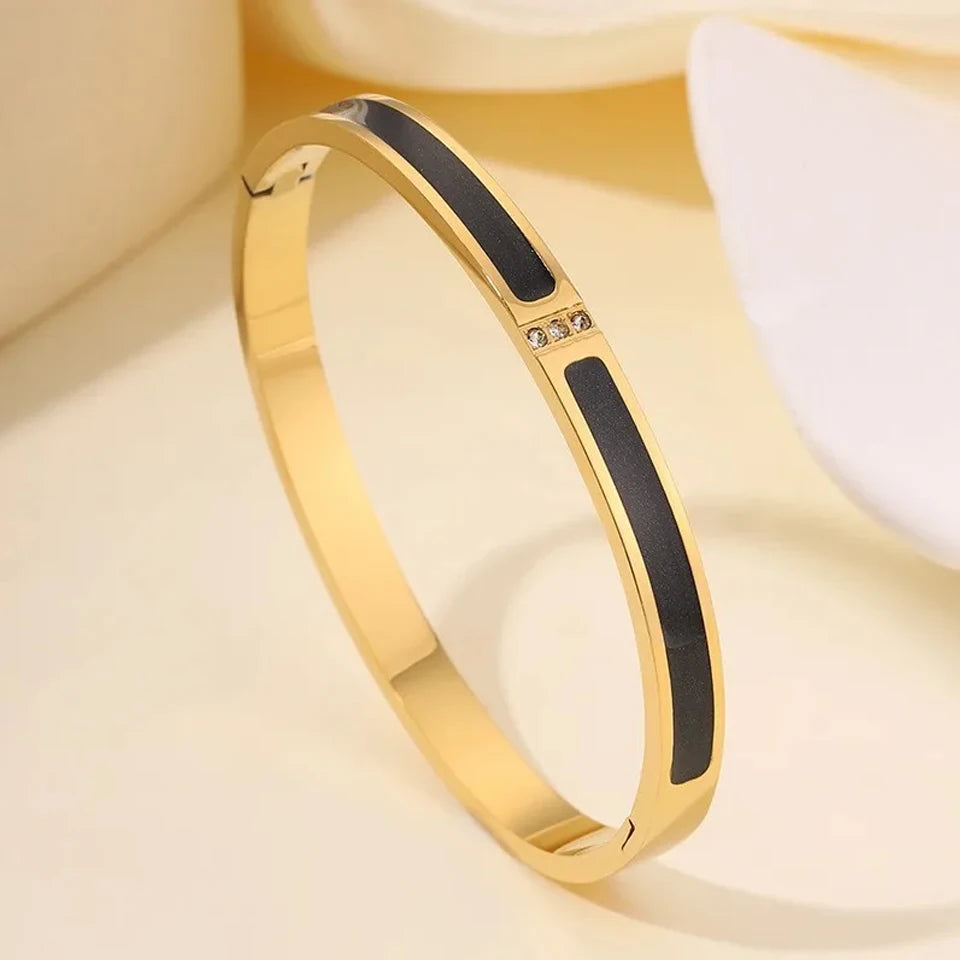 Five pc Sparkling Zirconia Stainless Steel Bracelet Set