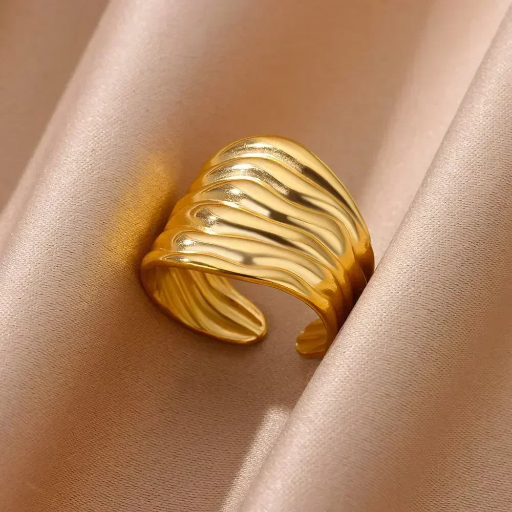 Stainless Steel Flower Open Rings For Women