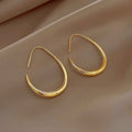 925 Sterling Silver Golden Ellipse Hoop Earrings For Women