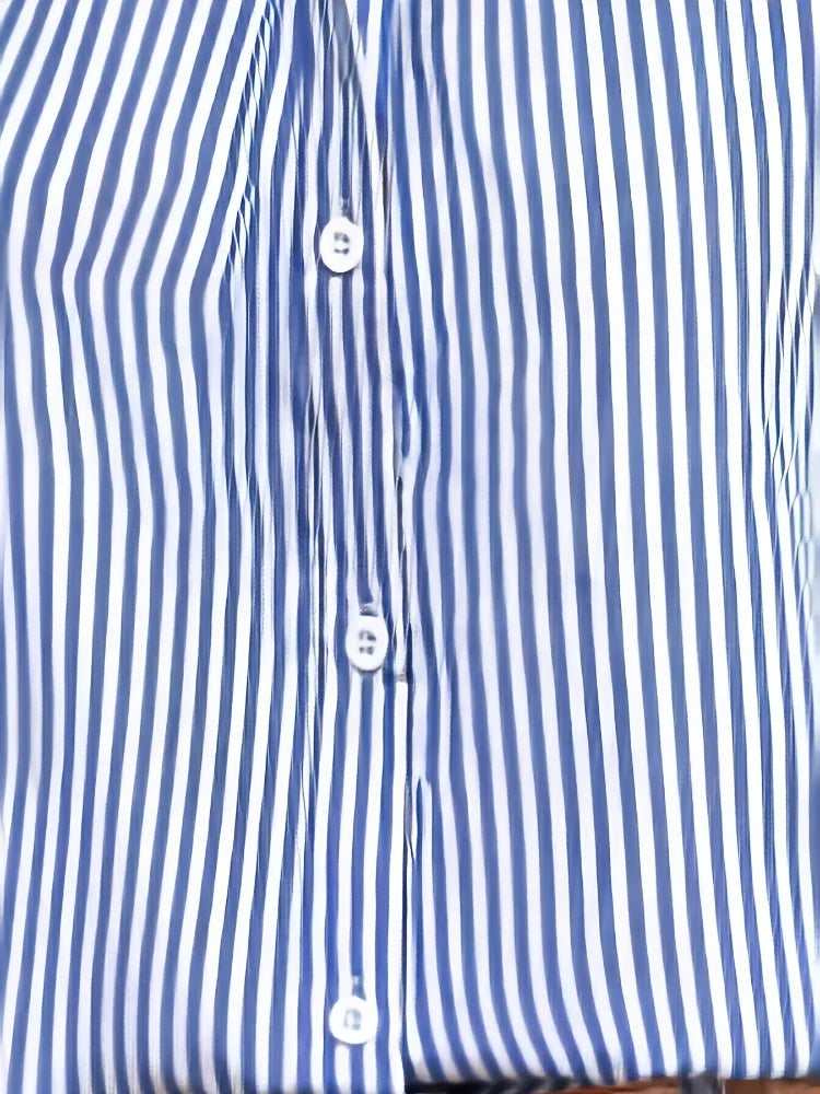 Women's Plus Size Blue Striped Sleeveless Shirt