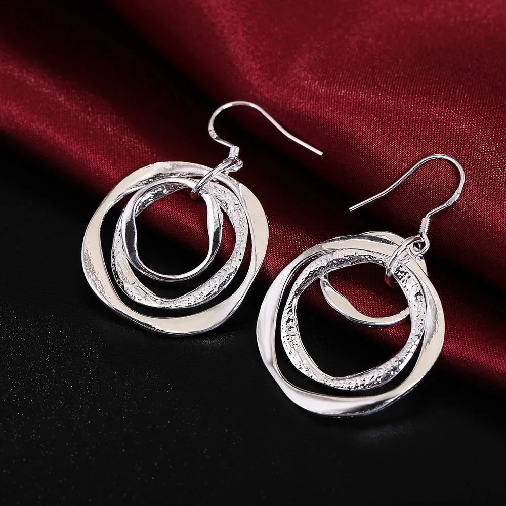 Sterling Silver Earrings Simple Round Circle Hoop Earrings for Woman