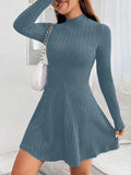Women's slim fit half high collar A-line Dress
