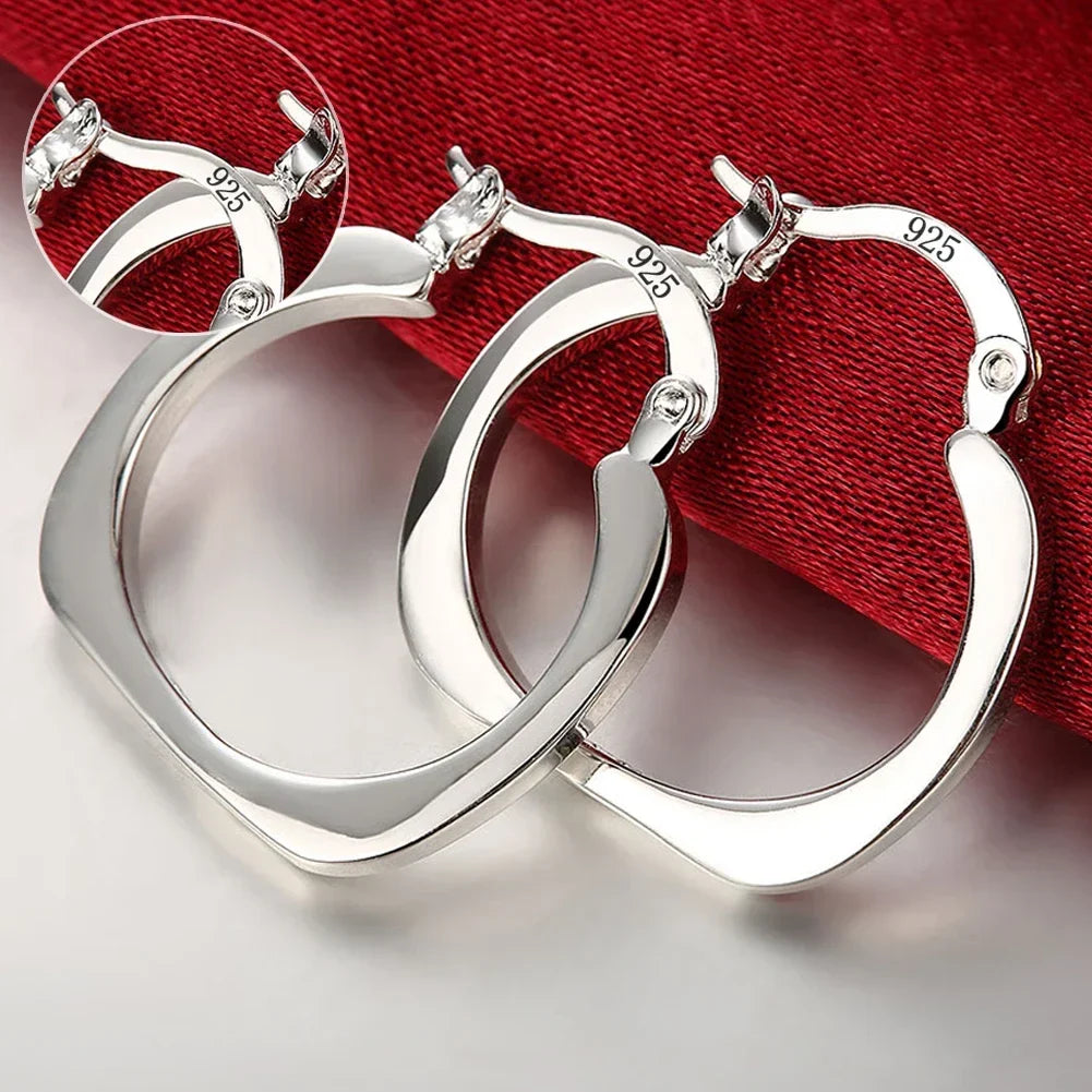 925 Sterling Silver Earrings Simple Round Circle Hoop Earrings for Woman