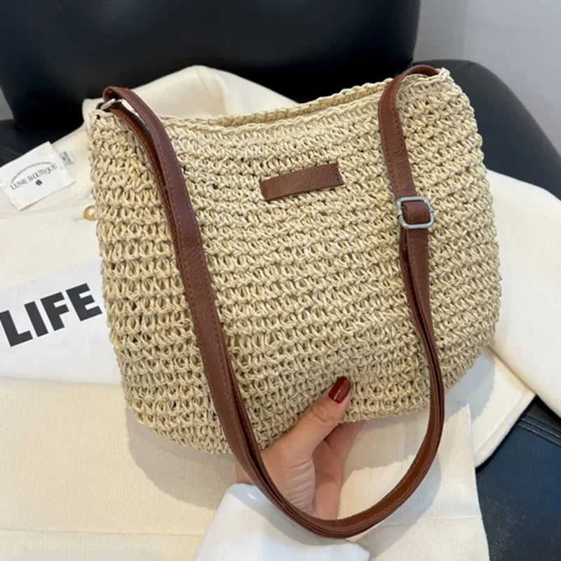Ladies Fashion Straw Crossbody Bag